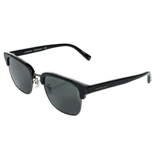 Coach 297130 Women Sunglasses Black/gunmetal Frame Dark Grey Solid Lenses 52MM