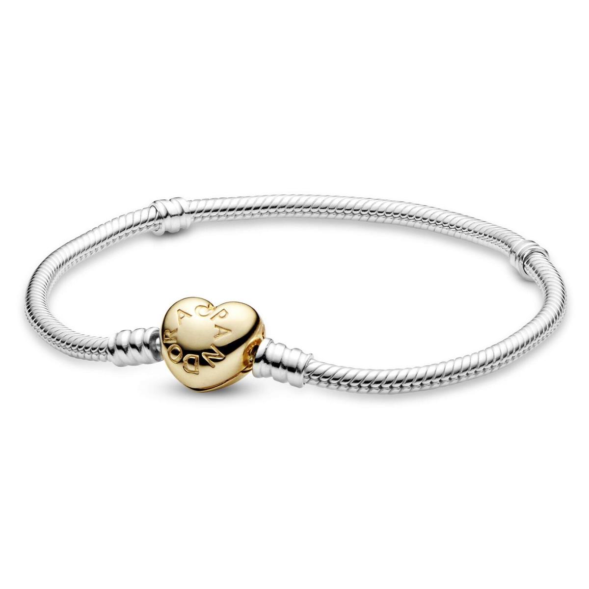 Pandora Moments Heart Clasp Snake Chain Bracelet - Charm Bracelet