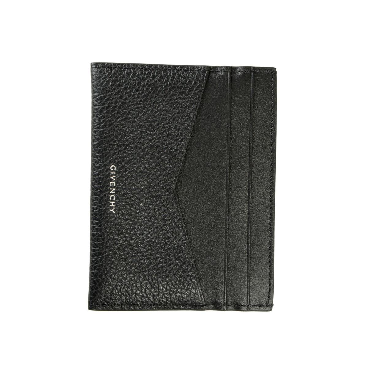 Givenchy Black Leather Metal Logo Card Case