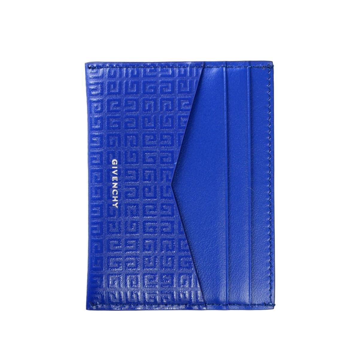 Givenchy Royal Blue Leather Logo Print Card Case