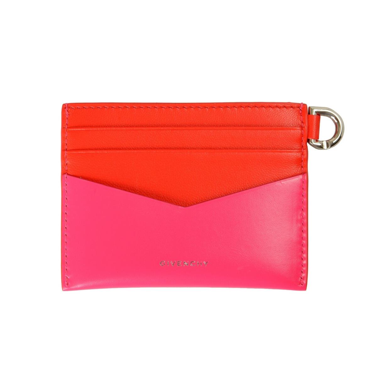 Givenchy Pink Leather Metal Logo Card Case