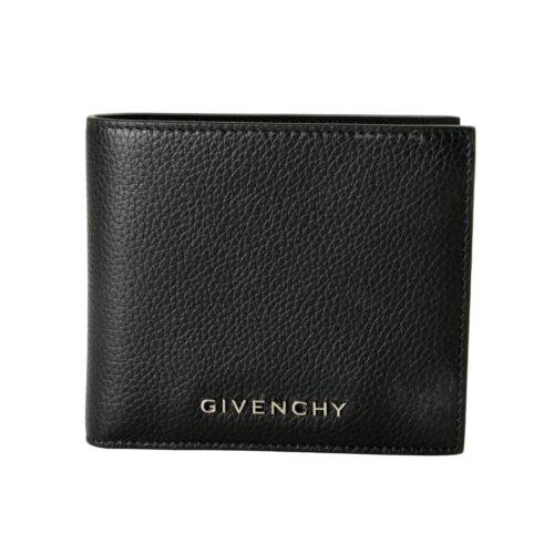 Givenchy Men`s Black Textured Leather Logo Bifold Wallet