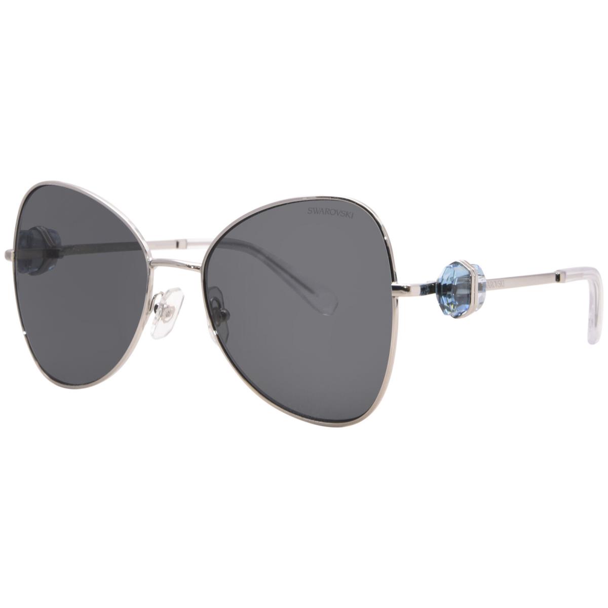 Swarovski SK7002 400187 Sunglasses Women`s Silver/dark Grey Cat Eye 57mm