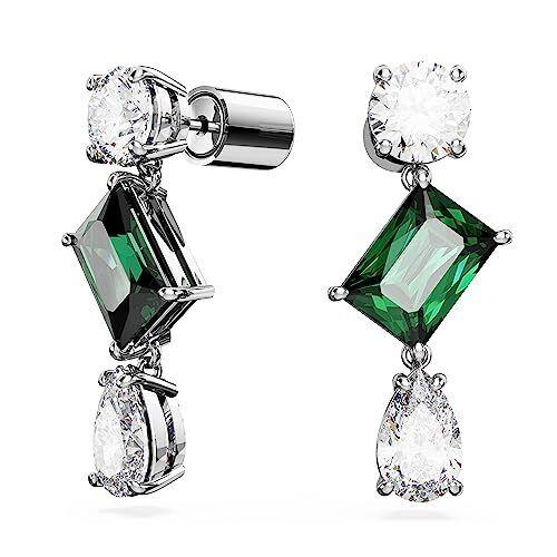 Swarovski Mesmera Drop Earrings Green and Clear Mixed-cut Stones in a