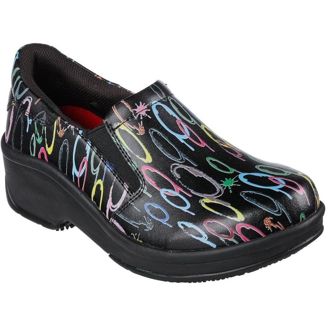 Skechers Women`s Work Relaxed Fit Upswep SR Clog Slip Resistant Black/multi - Black