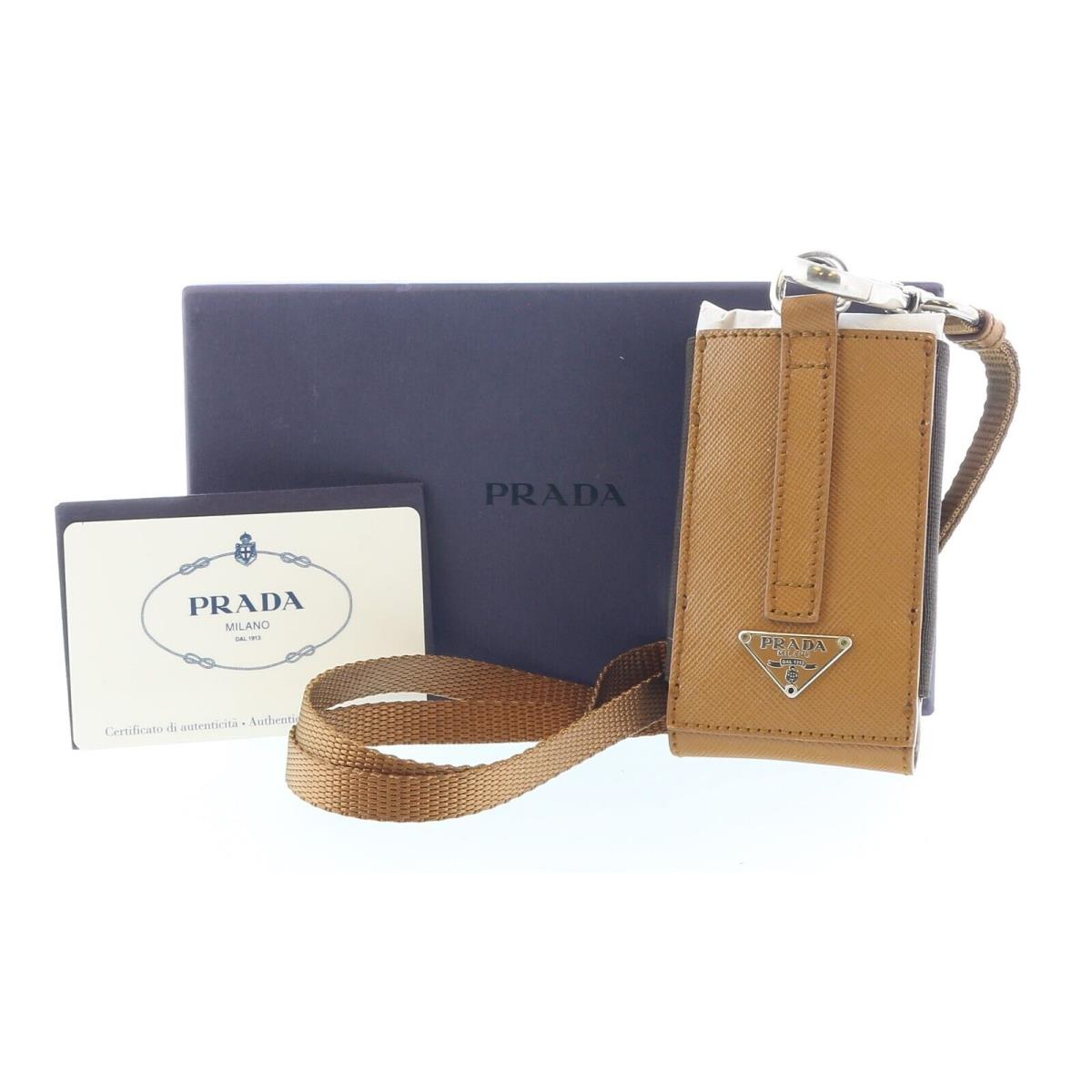Prada Light Brown Leather Signature Ipod Case Accessory Bag Charm