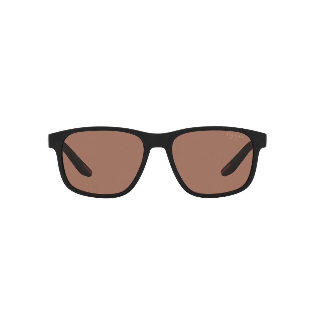 Prada Linea Rossa Sps 06YS Rubber Black/brown DG0-50A Sunglasses - Frame: Rubber Black, Lens: Brown