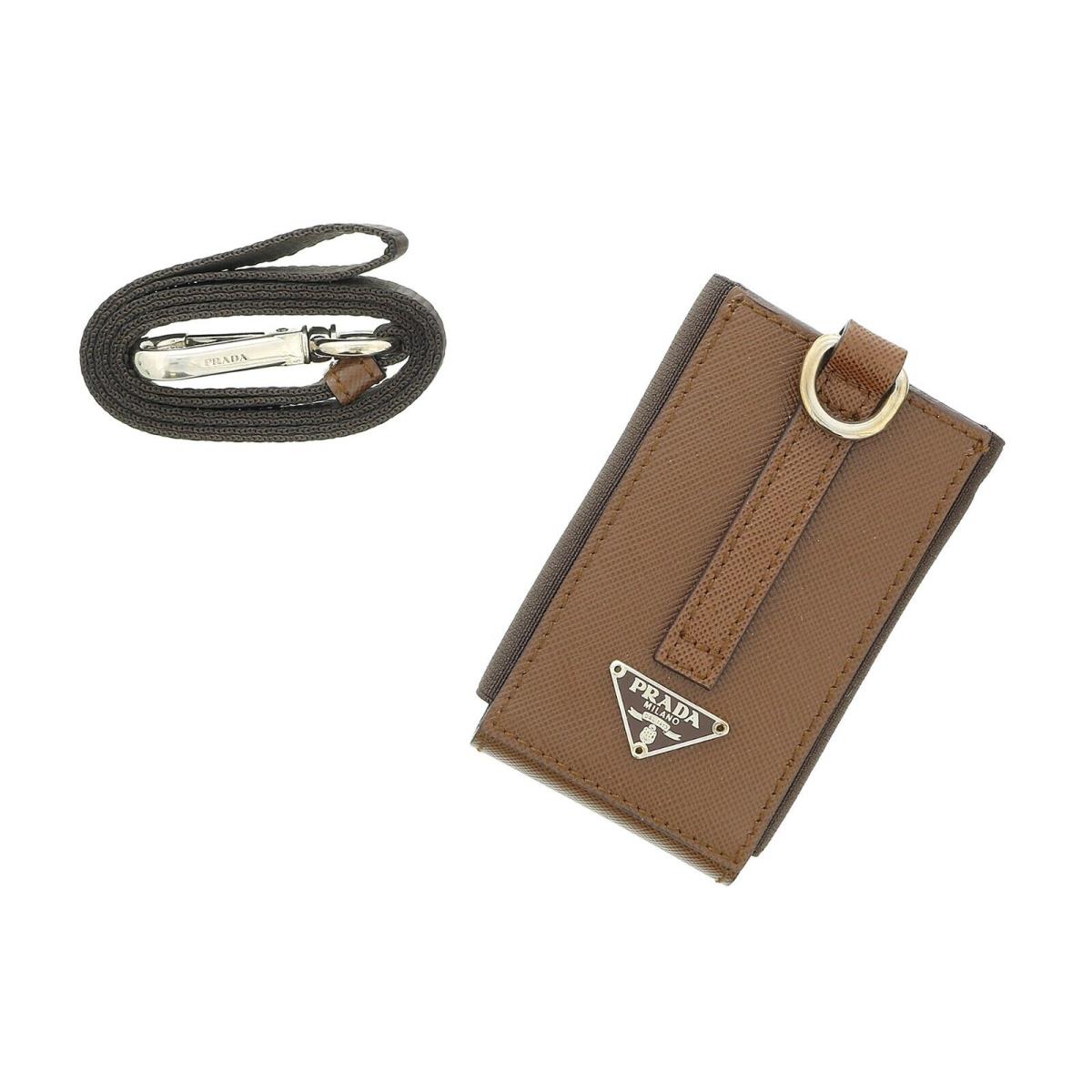 Prada Brown Leather Signature Ipod Case Accessory Bag Charm