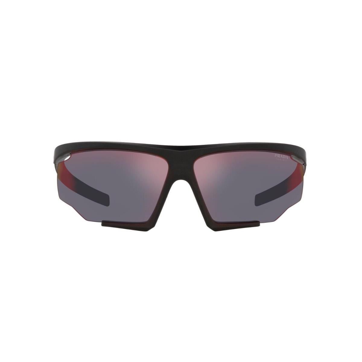 Prada Linea Rossa PS 07YS Black/grey with Orange Mirrored DG0-10A Sunglasses - Frame: Black, Lens: Grey With Orange Mirrored