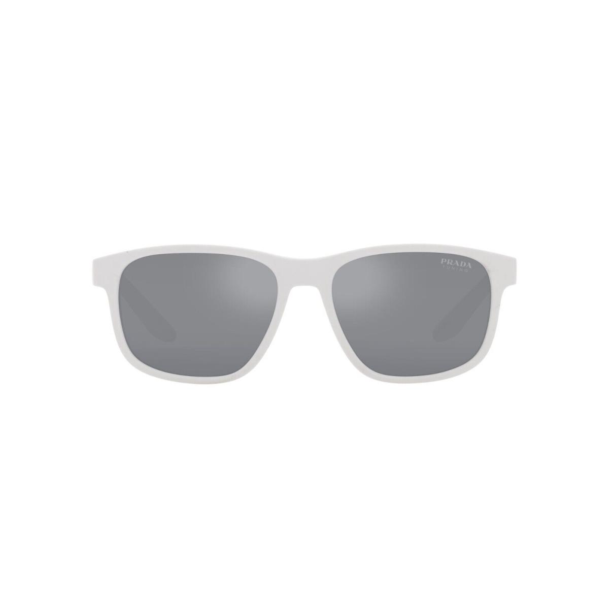 Prada Linea Rossa Sps 06YS Rubber White/silver Mirrored TWK-40A Sunglasses - Frame: Rubber White, Lens: Silver Mirrored