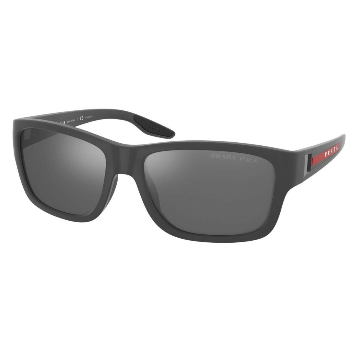 Prada Linea Rossa Sps 01WS Rubber Grey/grey Silver Mirrored Polarized Sunglasses