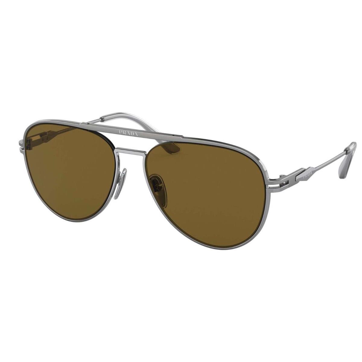 Prada PR 54ZS Matte Ruthenium/dark Brown 16F-01T Sunglasses