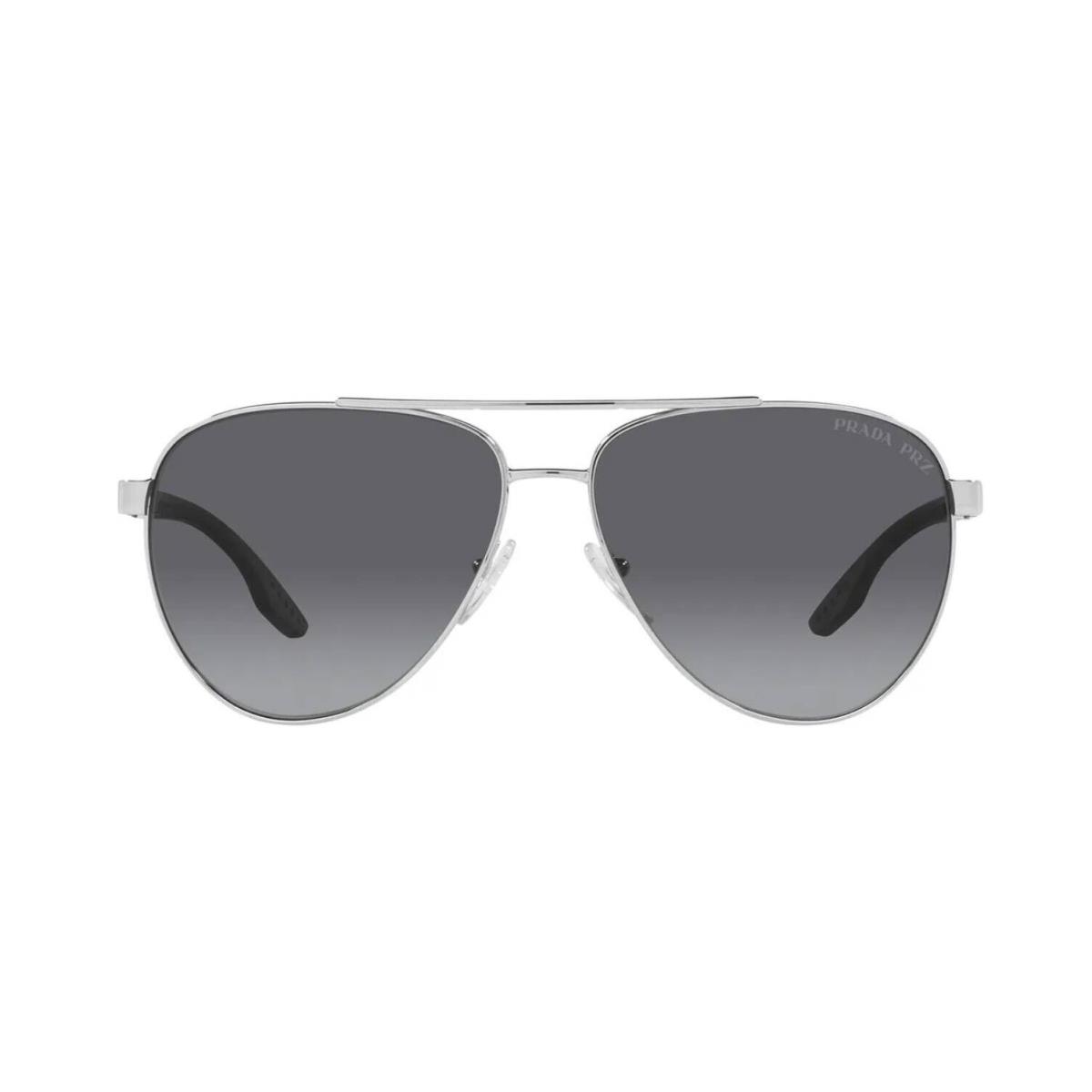 Prada Linea Rossa Sps 52YS Silver/grey Shaded Polarized 1BC-06G Sunglasses - Frame: Silver, Lens: Grey Shaded Polarized