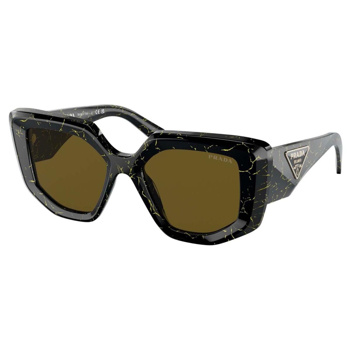 Prada PR 14ZS Black Yellow Marble/dark Brown 19D-01T Sunglasses