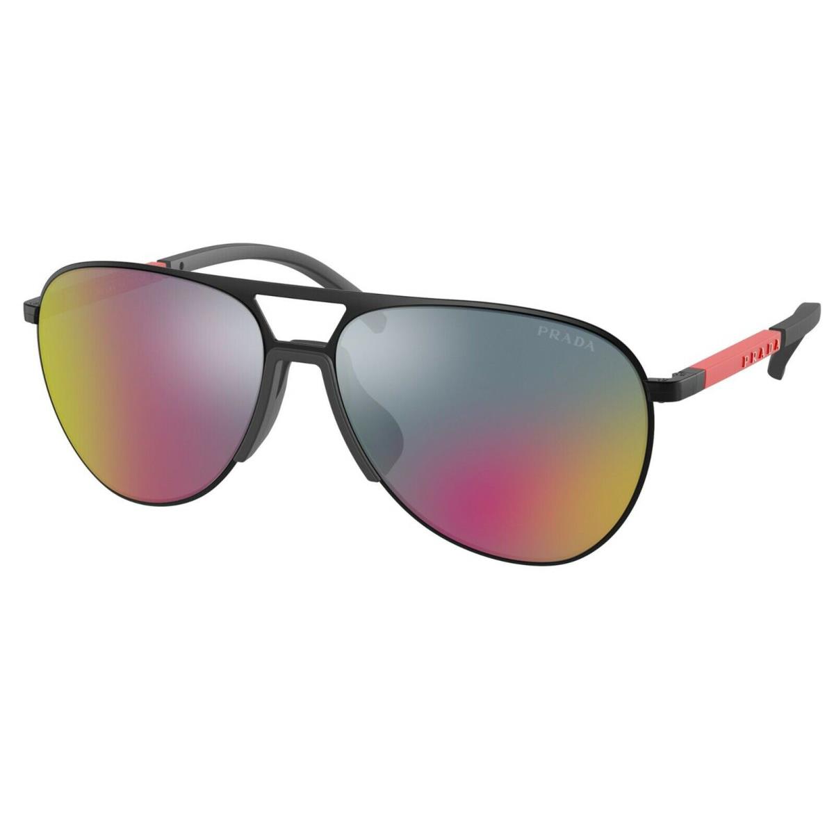 Prada Linea Rossa Sps 51X Matte Black/grey Blue Red Mirror 1BO-01M Sunglasses