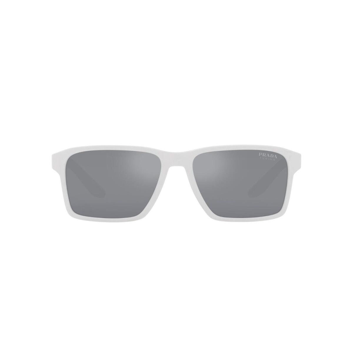 Prada Linea Rossa Sps 05YS Rubber White/silver Mirrored TWK-40A Sunglasses - Frame: Rubber White, Lens: Silver Mirrored