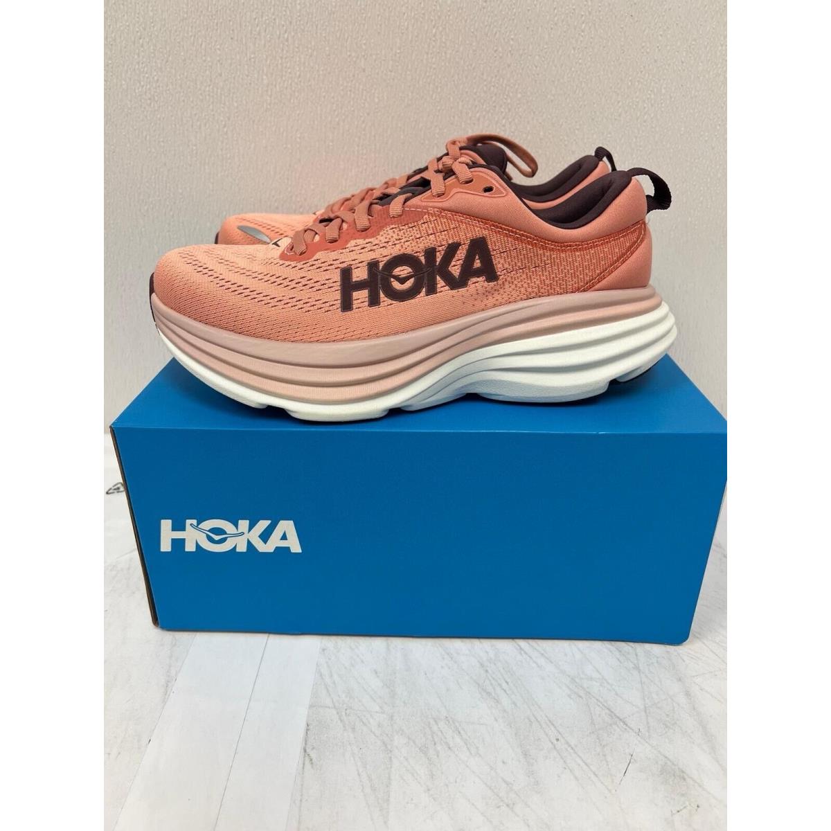 Hoka One One Bondi 8 Pink Clay Running Sneakers 1127952-EPCL Womens Size 7B - Pink