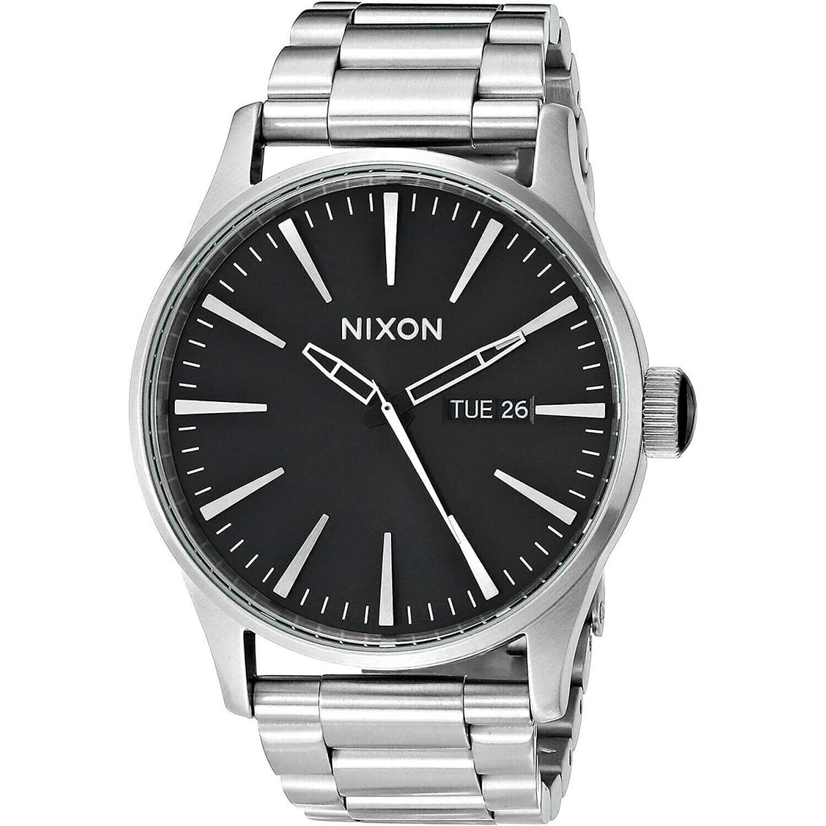 Nixon Sentry Silver Stainless Steel Black Dial Unisex Watch A356-2348