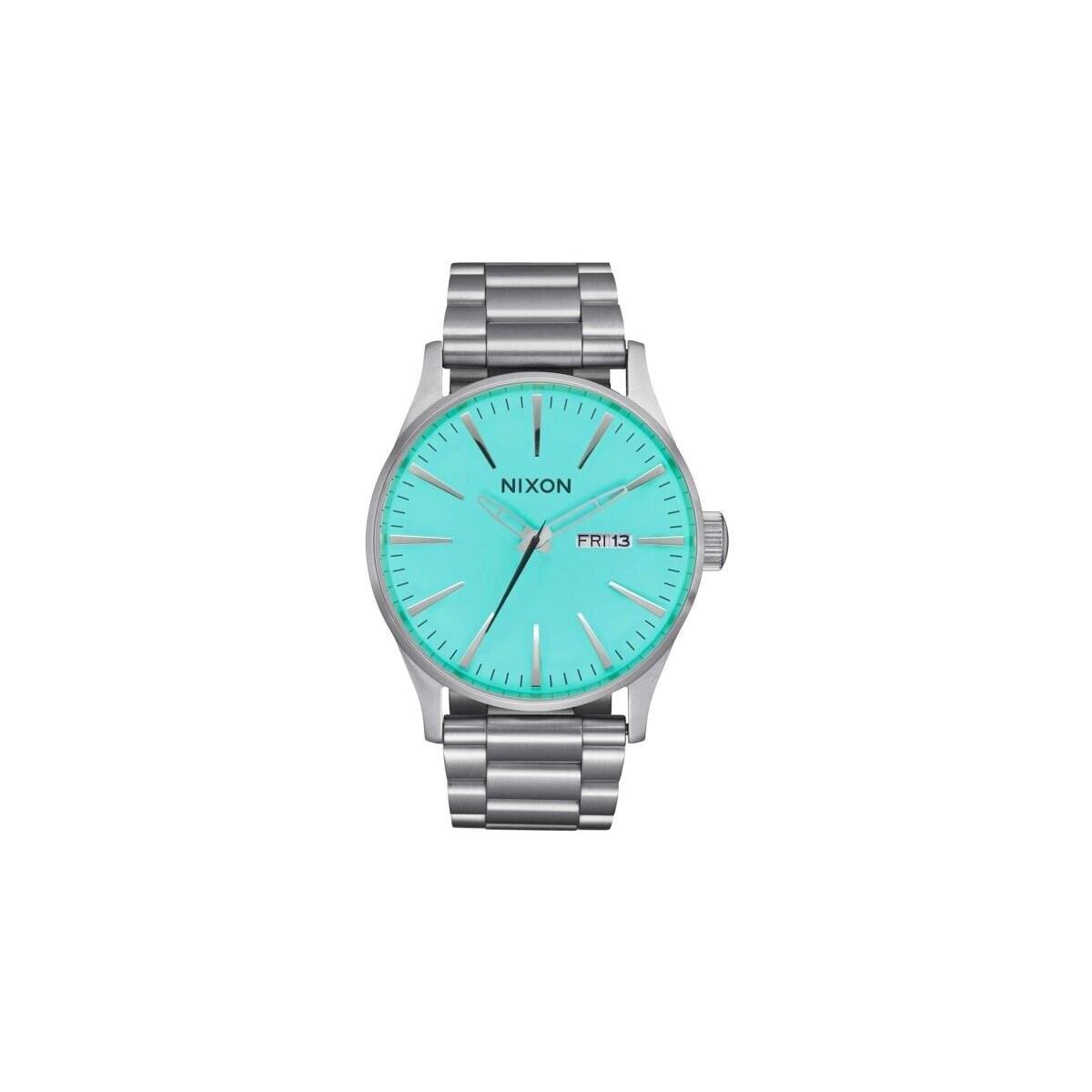 Nixon Sentry SS Silver / Turquoise Dial a356 2084-00