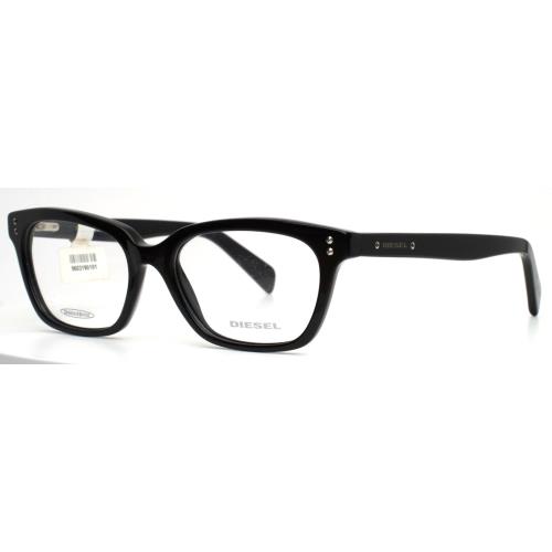 Diesel DL5037 001 Black Unisex Rectangle Full Rim Eyeglasses 53-17-140 B:37