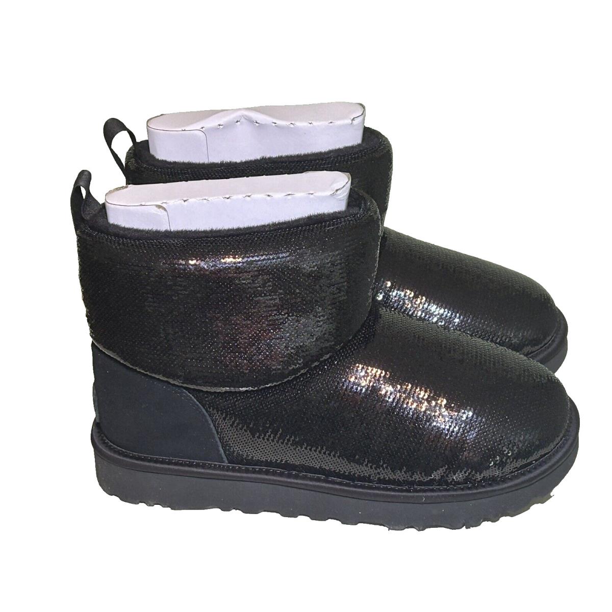 Ugg Womens Sz 8 Classic Mini Mirror Ball Boot Black Comfort Sequin Fashion Shoe