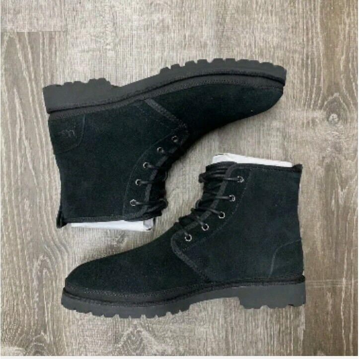 Ugg Australia M Harkland Shearling Lined Black Men`s Mid Boot 1106671 SZ 14