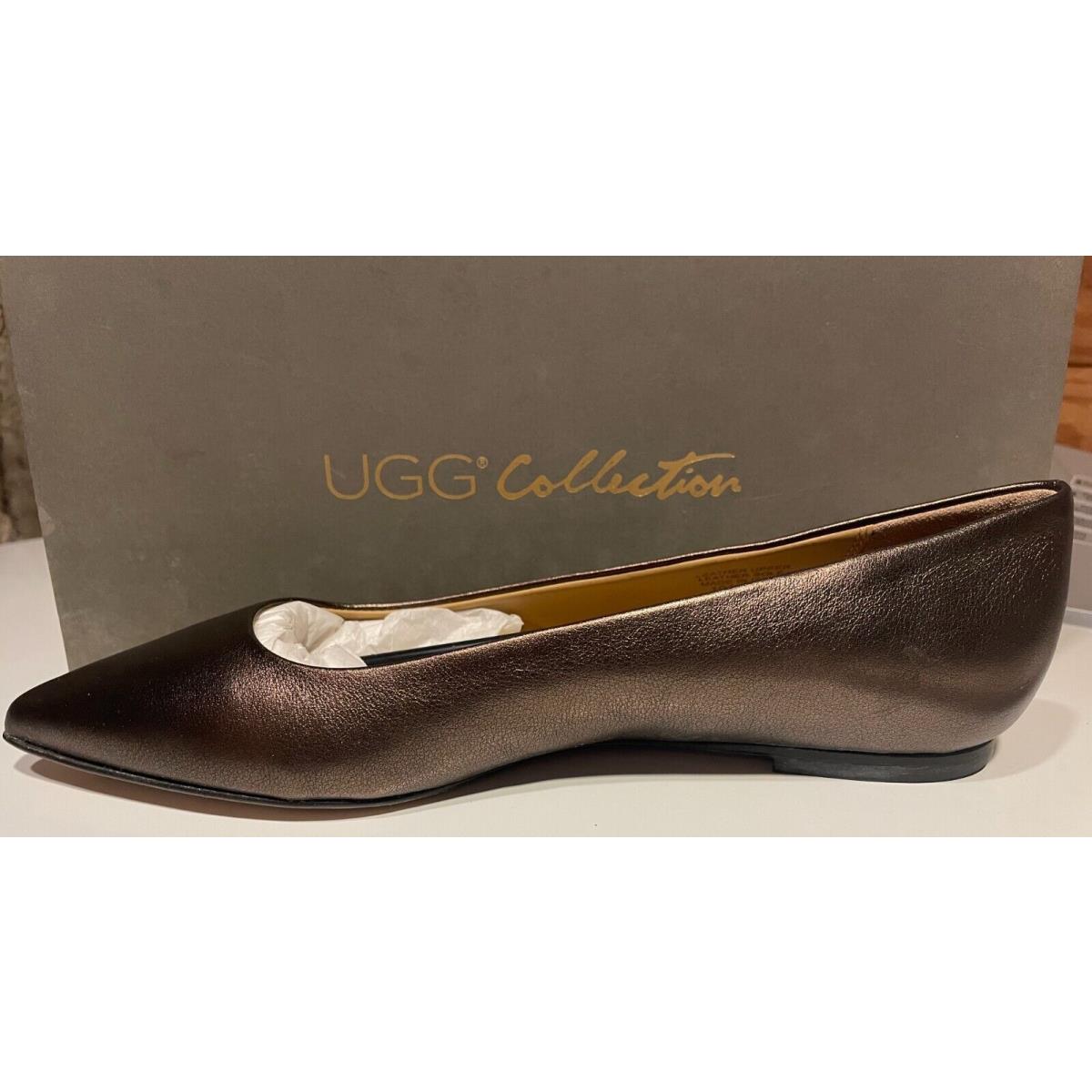 Ugg Linda Metallic Espresso Leather Italy Collection Ballet Flat Pointed Toe 9