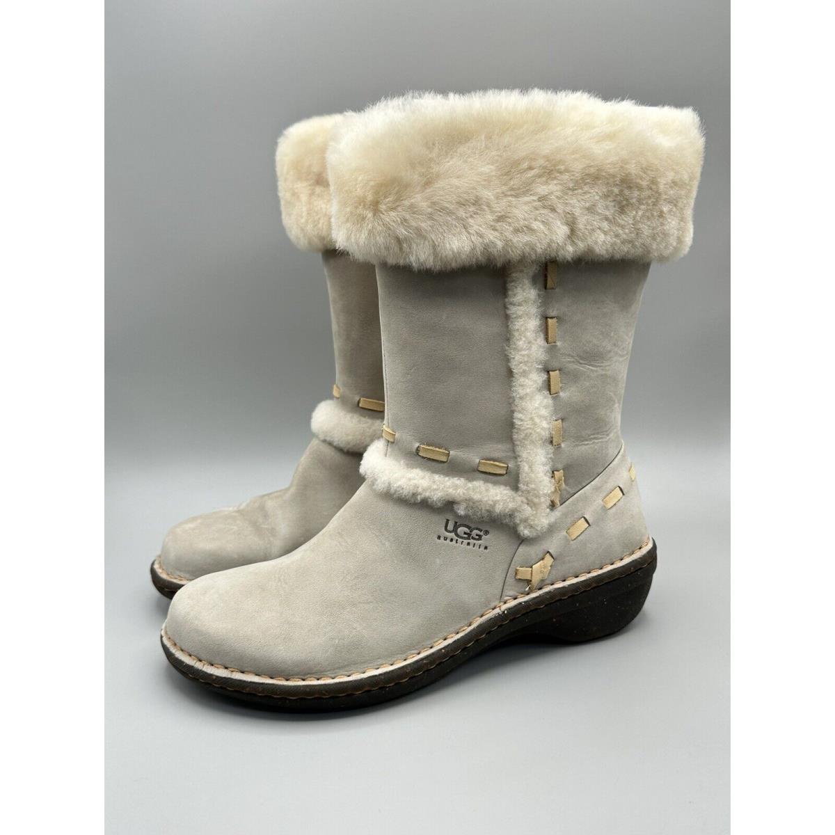 Ugg Australia Elijo 5137 US 6 Leather Ivory Shearling Winter Boots Box