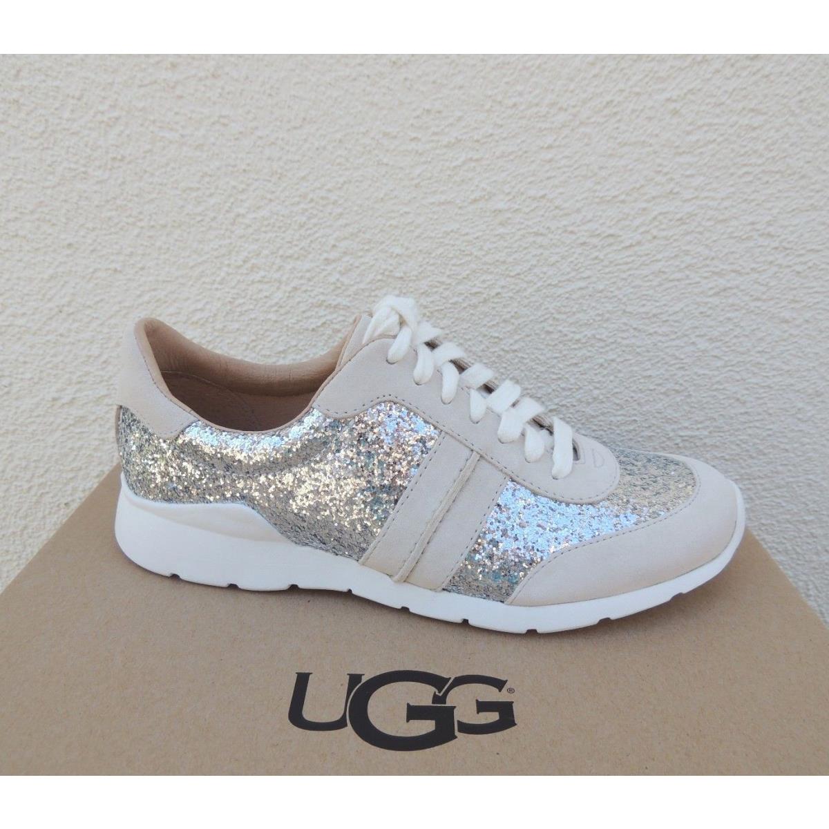 Ugg Jaida Silver Glitter Suede/ Leather Sneakers Women US 11/ Eur 42