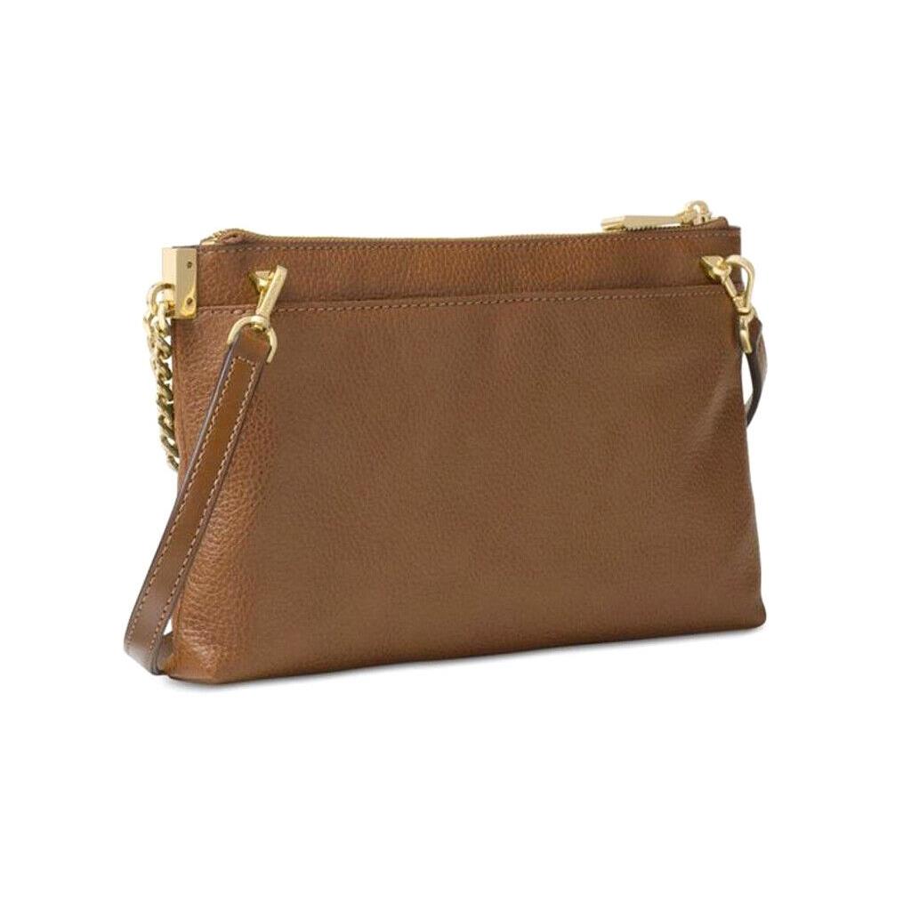 Michael Kors James Large Leather Zip Clutch Crossbody Dk Caramel Brown