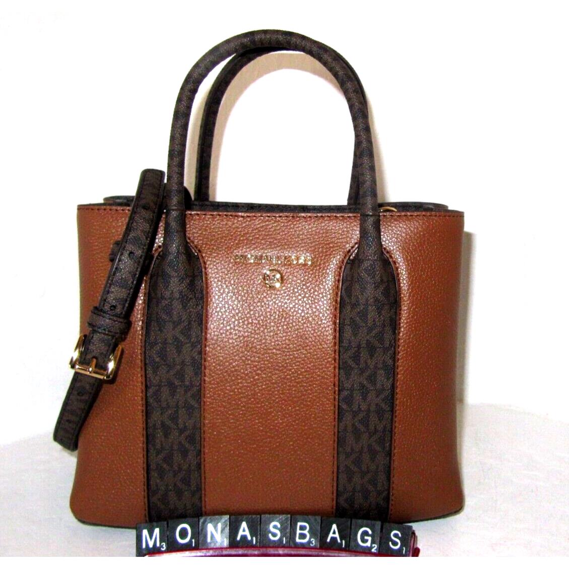 Michael Kors Austin Luggage Leather Signature Logo Stripe Crossbody Bag
