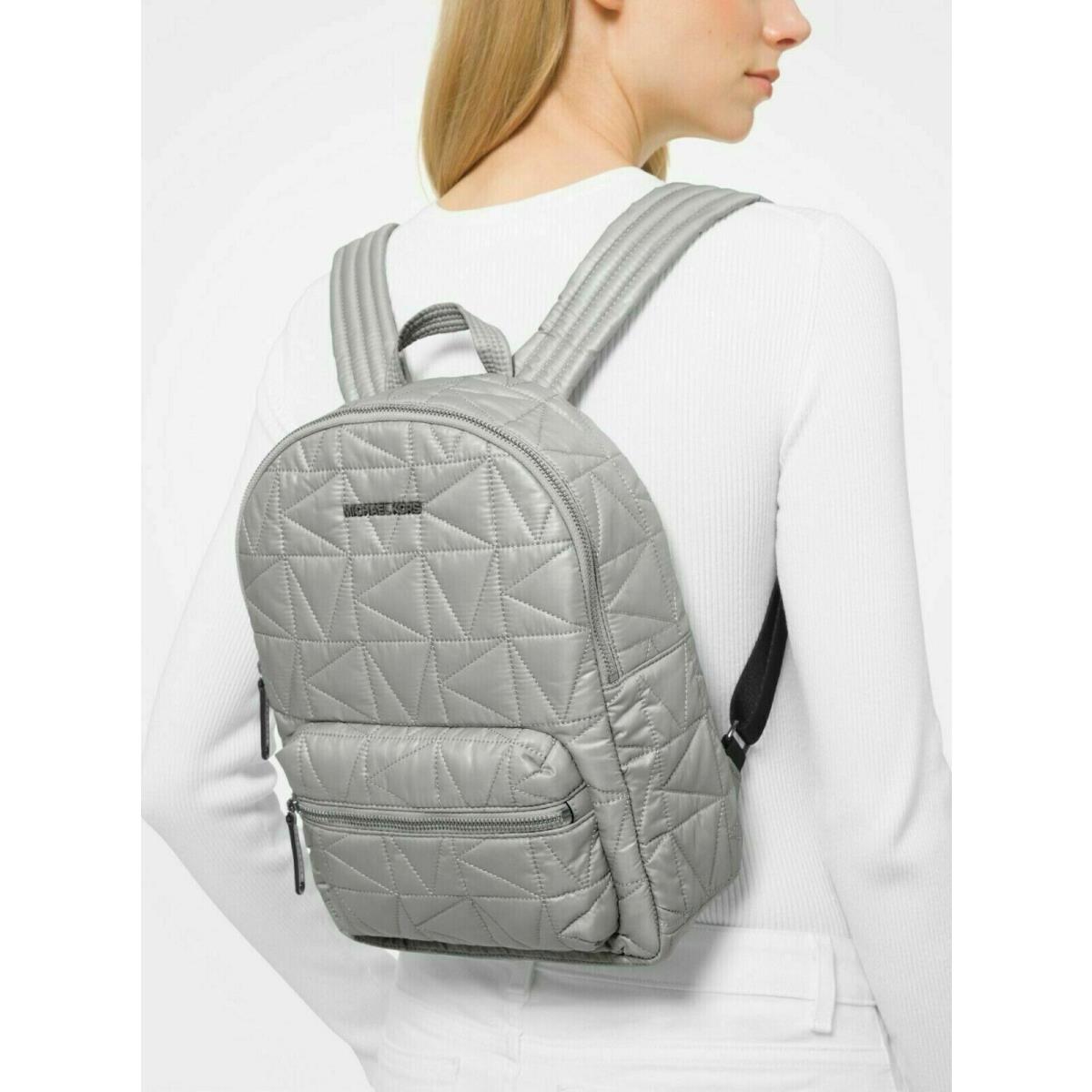 Michael Kors Winnie Medium Backpack Quilted Nylon Pearl Grey with Dust Bag