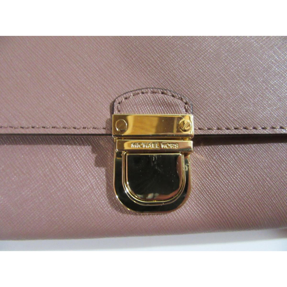 Michael Kors Bridgette Saffiano Leather Flap Wallet Dusty Rose