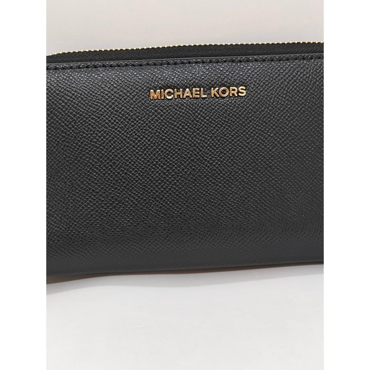Michael Kors Jet Set Charm Pebbled Leather Large Zip Around Phone Wallet - Black