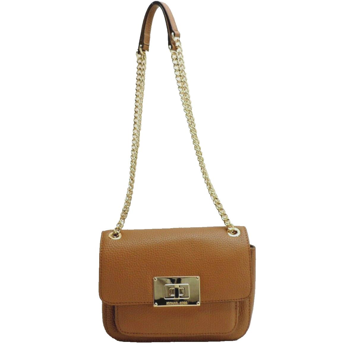 Michael Kors Sloan Leather Shoulder Crossbody Bag Handbag Acorn Brown - Handle/Strap: Gold, Hardware: Gold, Exterior: Brown