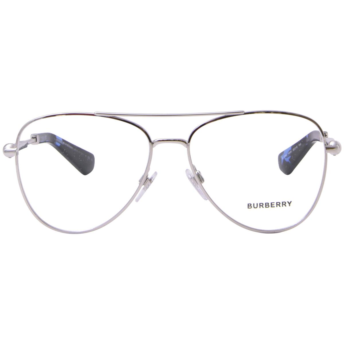 Burberry BE1386 1005 Eyeglasses Men`s Silver Full Rim Pilot 55mm