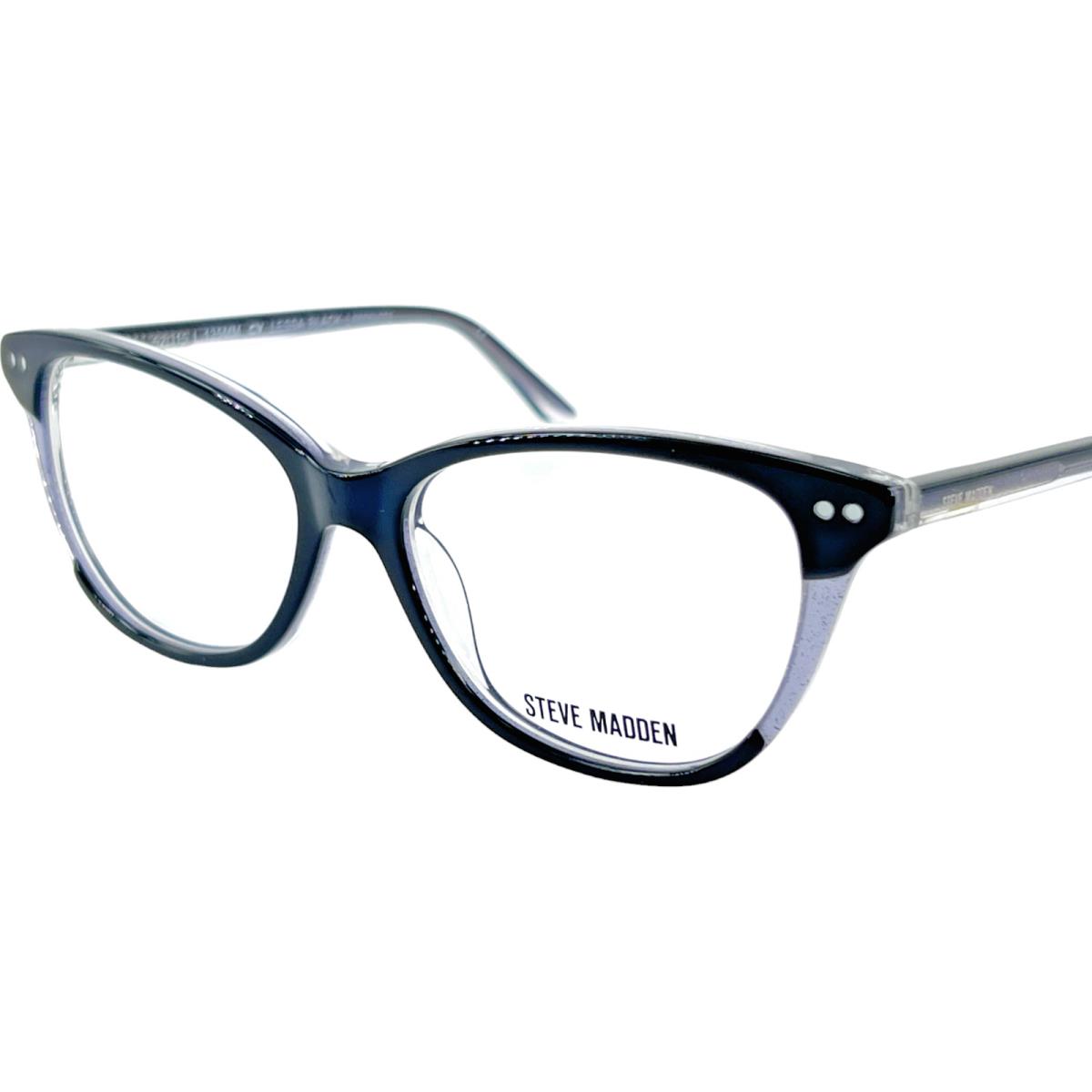 Steve Madden Lessa Women`s Plastic Eyeglass Frame Black Laminate 52-15 W/case
