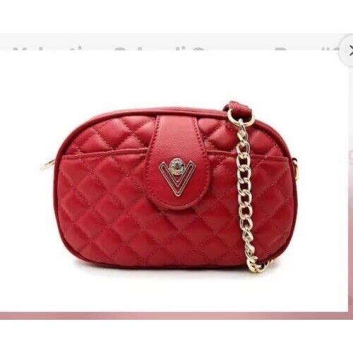 Valentino Orlandi Small Quilted Red Taupe Crossbody Shoulder Bag