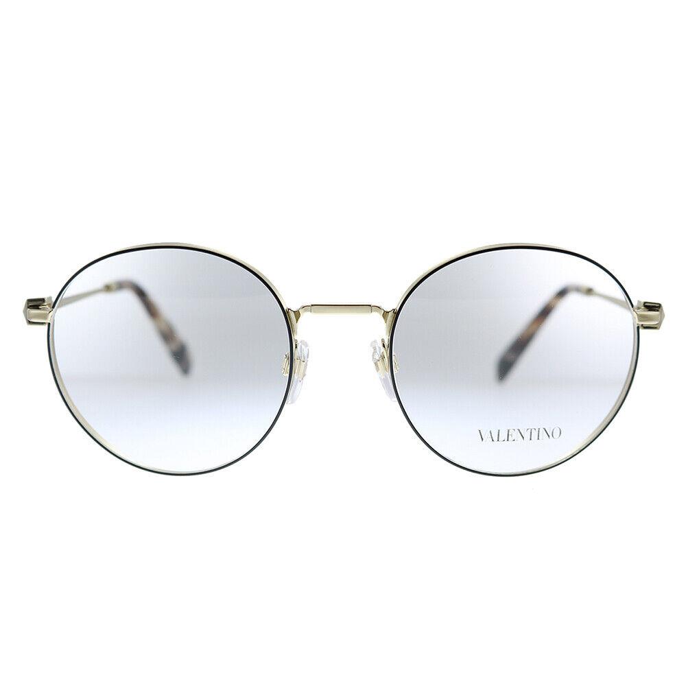 Valentino VA 1020 3003 Pale Black Gold Metal Round Eyeglasses 52mm