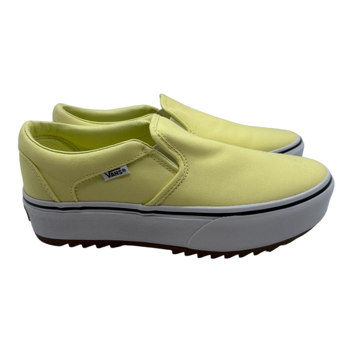 Vans Asher Platform St Canvas Slip On Loafers Sneakers Light Green Womens Sz 9.5