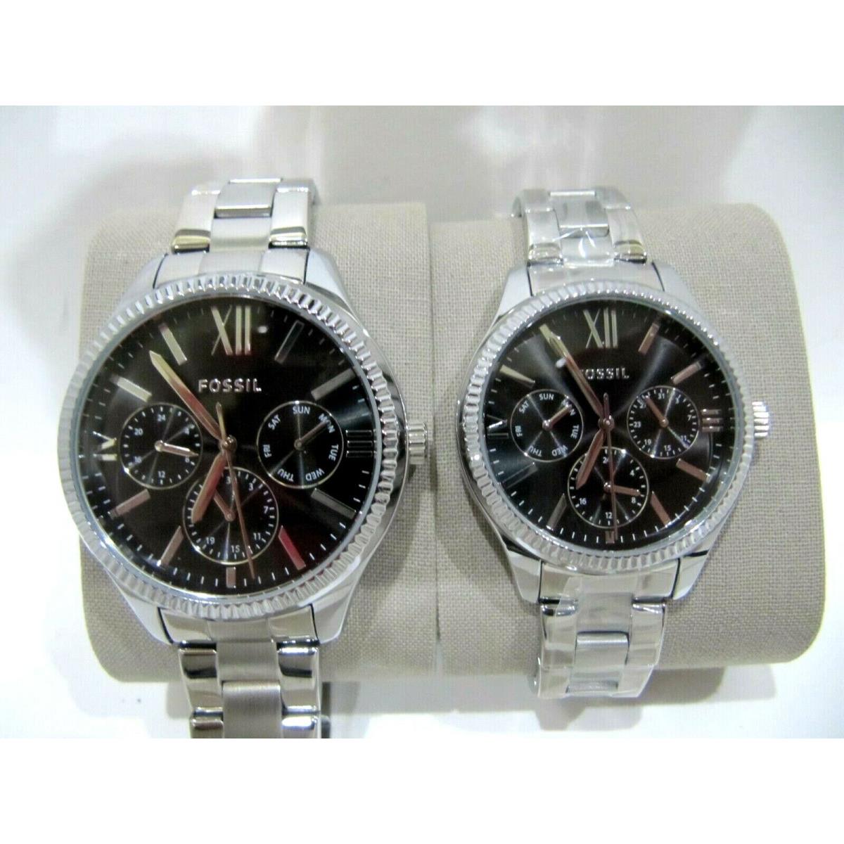 Fossil His Hers Multifunction Stainless Watch Gift Set BQ2544SET Boxed NWT$249