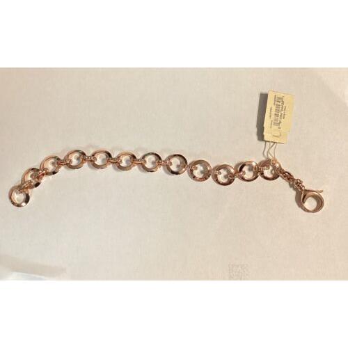 Fossil Rose Gold Tone Round Pave Crystal Charm Starter Chain Bracelet JA5613791