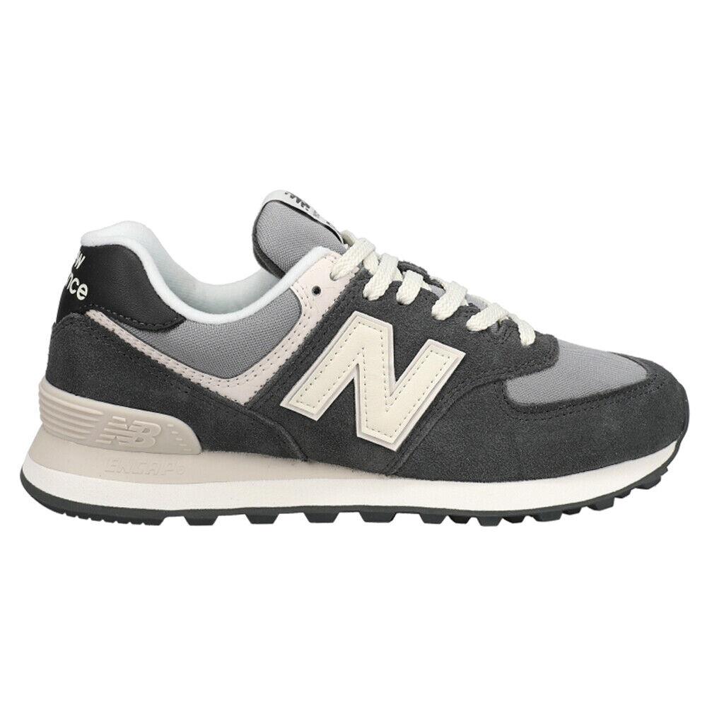 New Balance 574 Lace Up Womens Black Grey Sneakers Casual Shoes WL574PA