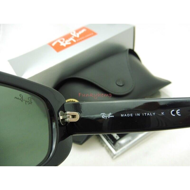 Ray-ban RB4122-50 Polished Black/green Rectangle Sunglasses - Frame: Black, Lens: Green