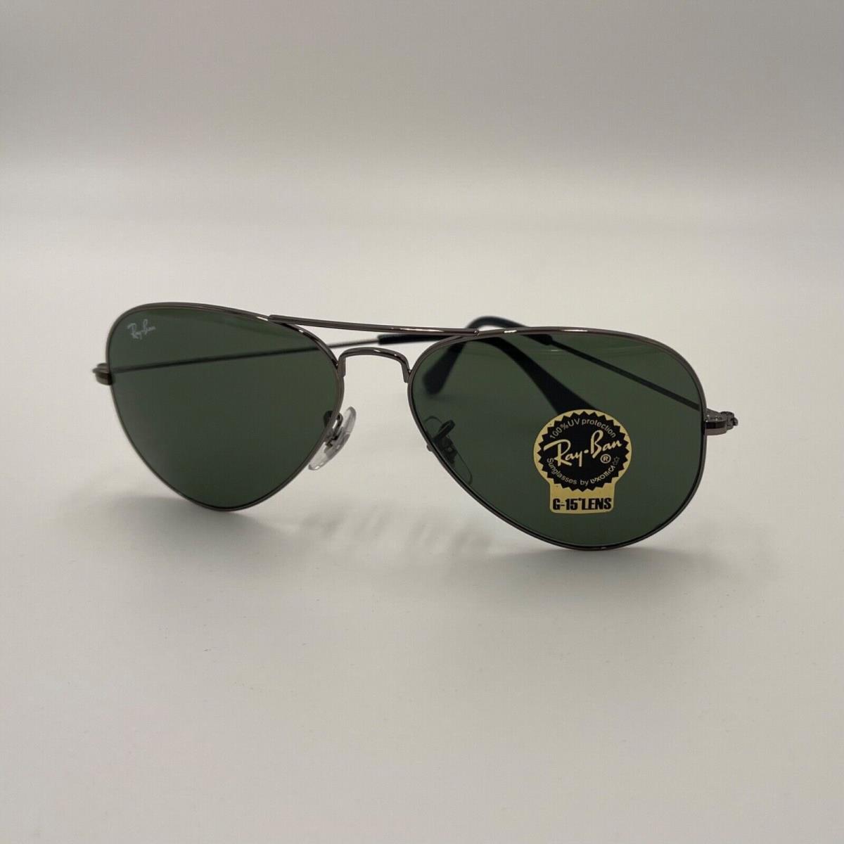 Ray-ban Aviator Classic Gunmetal RB3025 W0879 58-14 Green Classic G15 Lenses