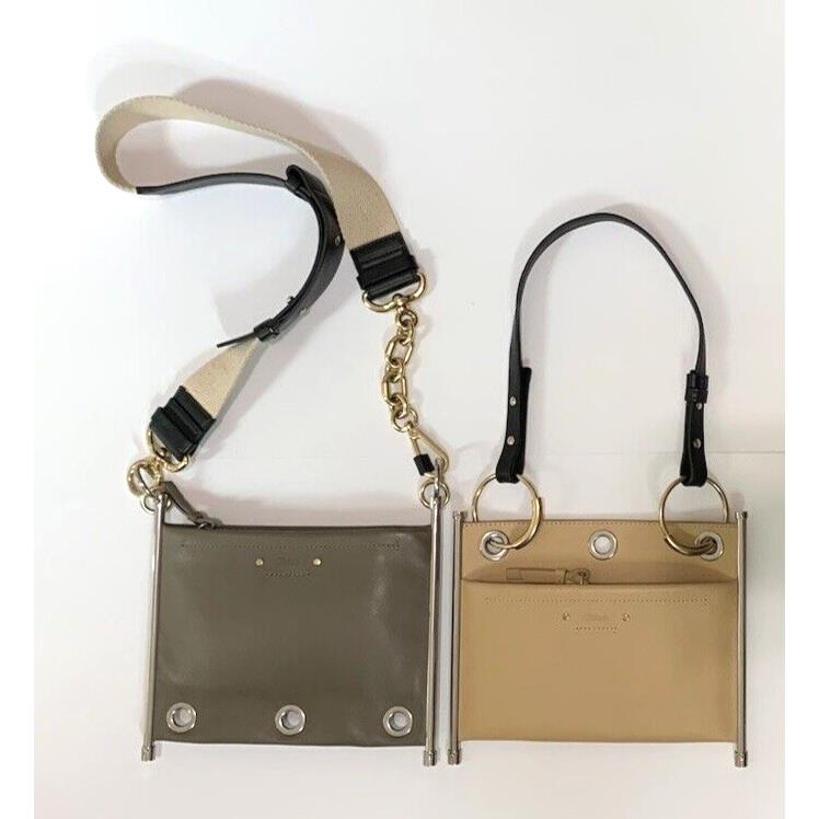 Chloé Chlo Roy Double Clutch 5 Way Shoulder Crossbody Beige/gray Bag