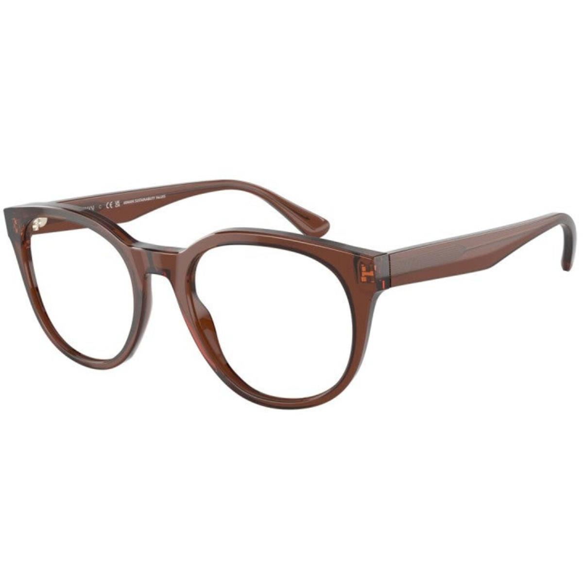 Emporio Armani Men`s Eyeglasses Shiny Transparent Brown Phantos Frame 3207 5044