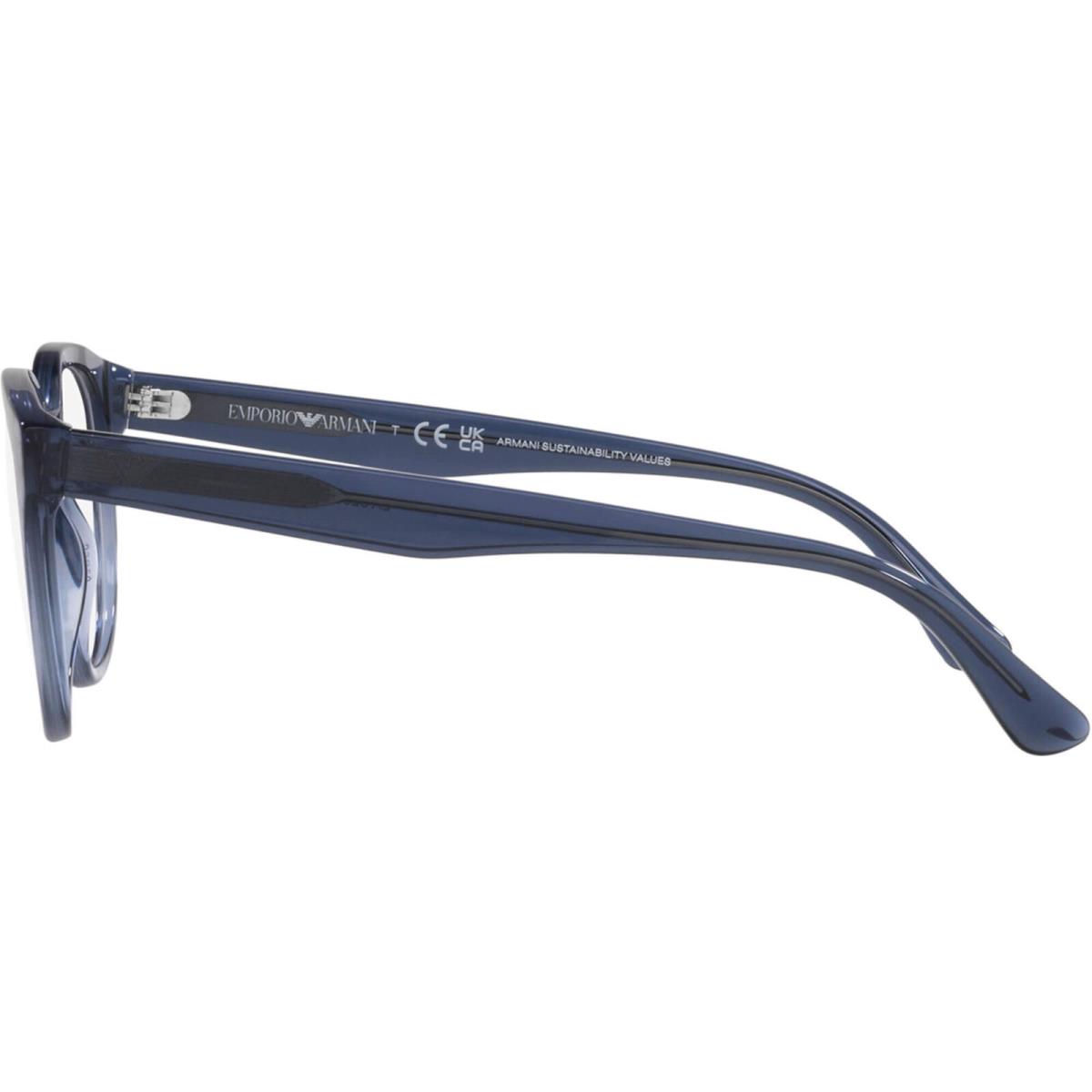 Emporio Armani Men`s Eyeglasses Shiny Transparent Blue Phantos Frame 3207 5072