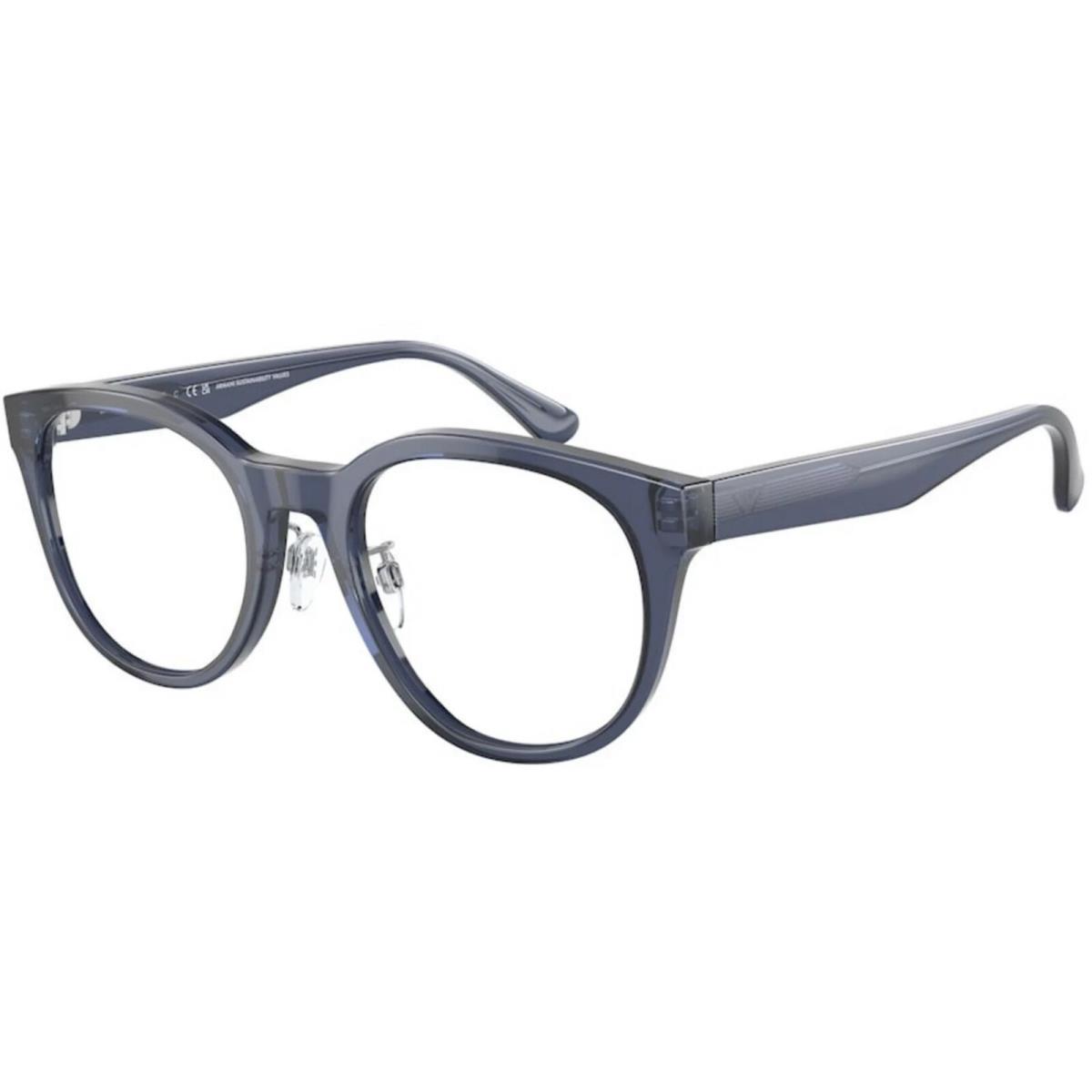 Emporio Armani Men`s Eyeglasses Shiny Transparent Blue Plastic Frame 3207F 5072