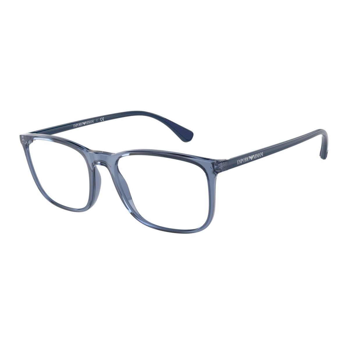 Emporio Armani EA3177 5842 Shiny Transparent Blue Demo Lens 53mm Mens Eyeglasses